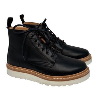 Wilcox Mens Boots Size 9 Kern Black Leather Goodyear Welt White Wedge Sole USA